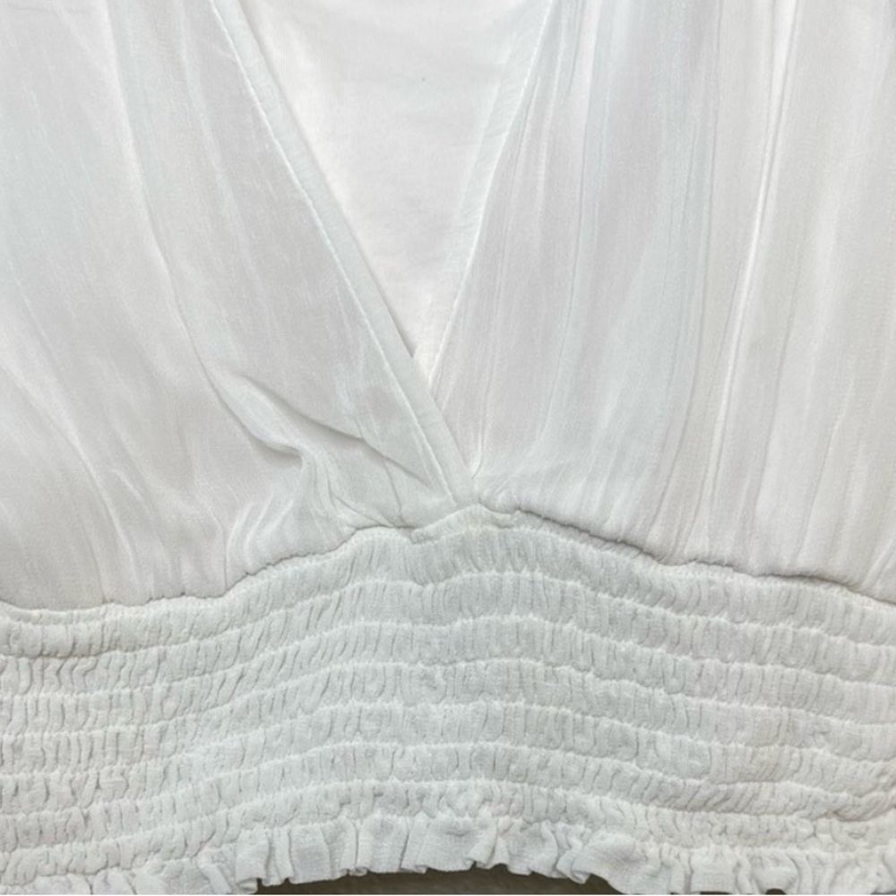 Anthropologie White Double Lined Long Sleeve Smocked Blouse Size Small - Picture 6 of 7